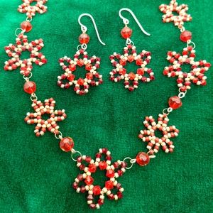 Crystal Snowflake Necklace and Earrings